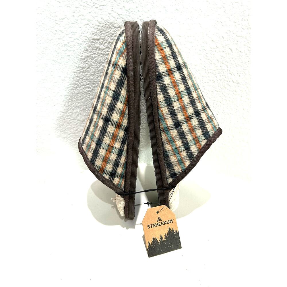 STAHEEKUM Slippers NWT $55 Alpine Flannel Plaid Shearling Lining Size Men's 9 - Picture 3 of 7